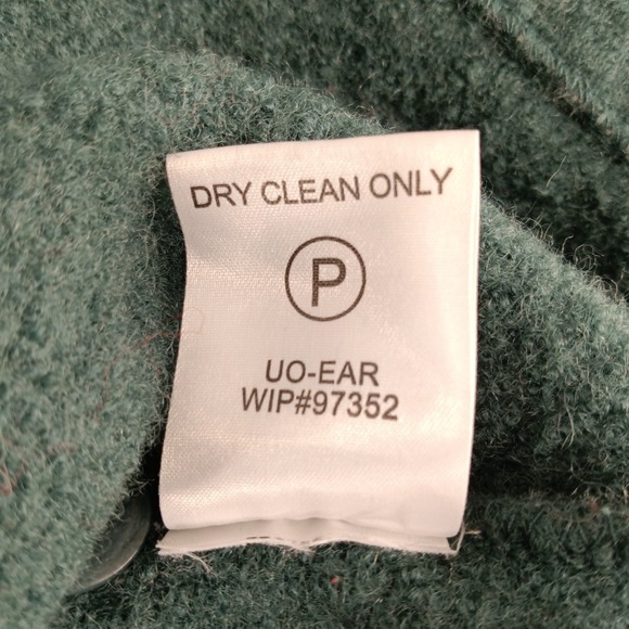 Woolrich Women's XL Vintage Wool Jacket Lambswool Fringe Trim Button Up Green - Picture 4 of 8